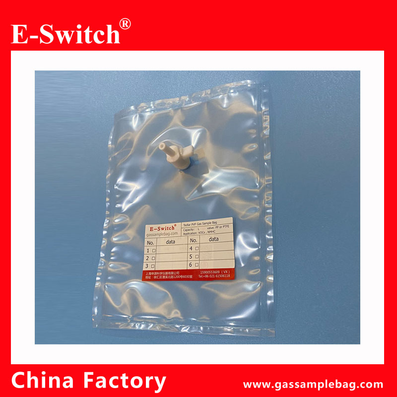 Tedlar PVF Gas Sampling Bags with one PTFE valve e-switch brand PVF-500ML-61F
