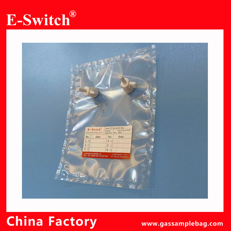 Tedlar PVF Gas Sampling Bags with two PTFE valve  wholesale manufacture PVF-500ML-62F