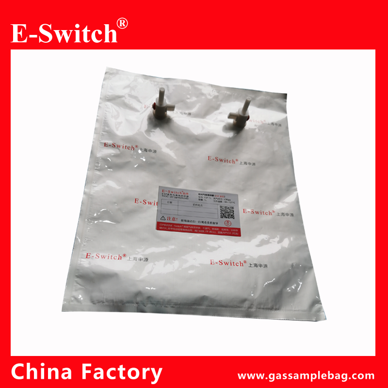esp gas sampling bags with two PTFE valve china manufacture ESP-100L-42F