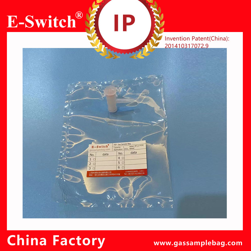 Teflon FEP gas sample bags with one PP valve size 6 to 7mm