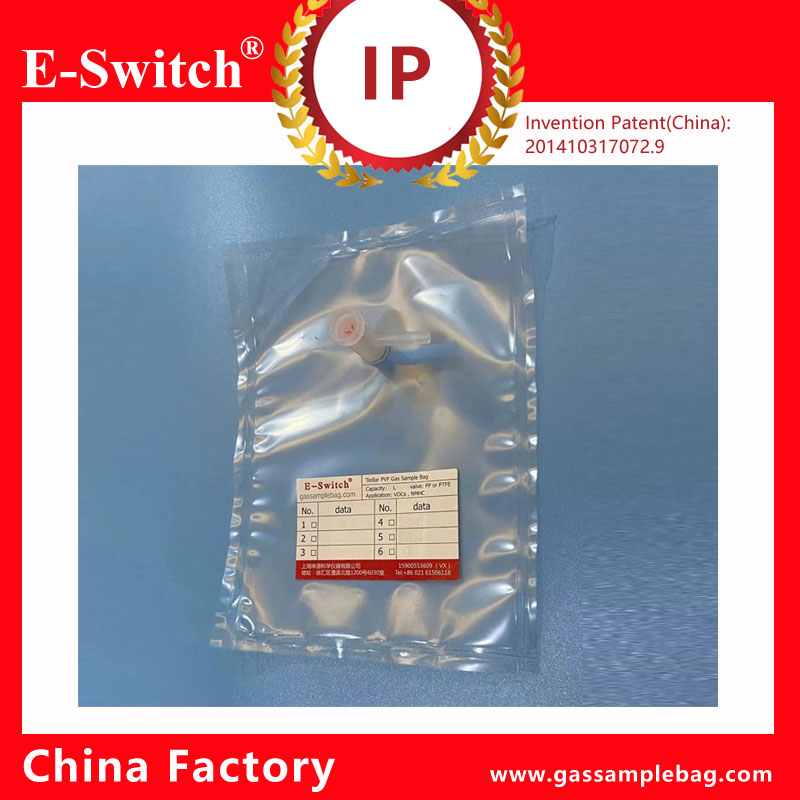 PVDF gas sample bags with one PP valve size 6 to 7mm​