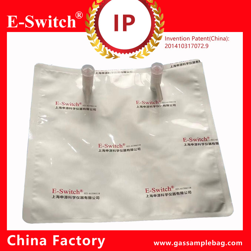 Aluminum Foil Gas Sampling Bags with two PP valve  size 6 to 7mm